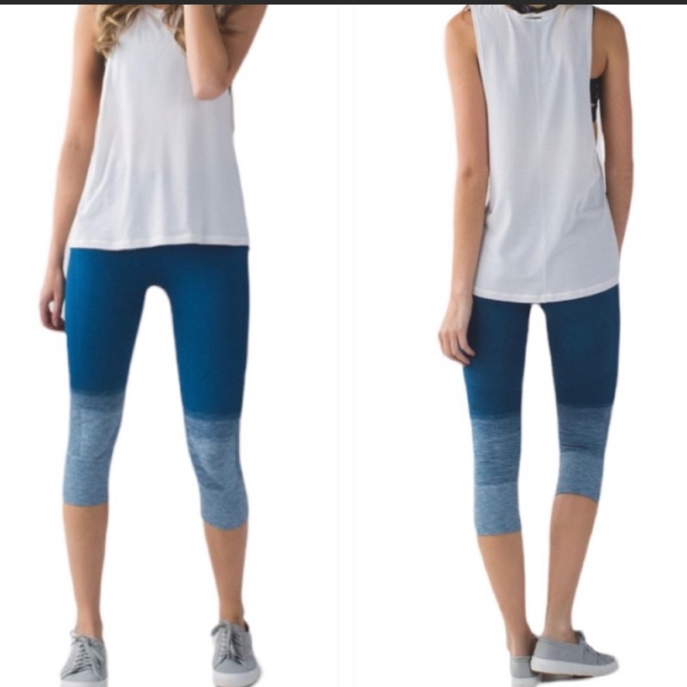 Lululemon Seamlessly Street Crop Size 6 Heathered Poseidon Activewear